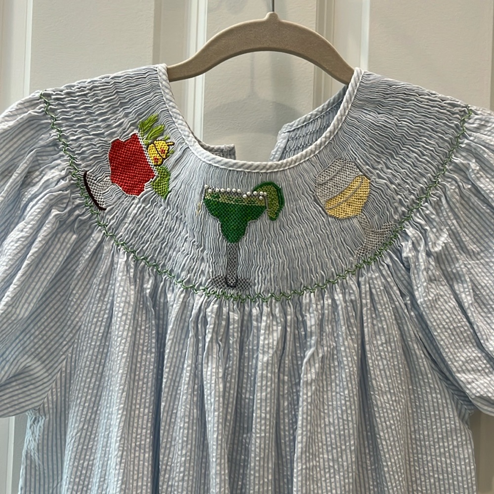 Smockingbird one size women’s smocked cocktail seersucker dress